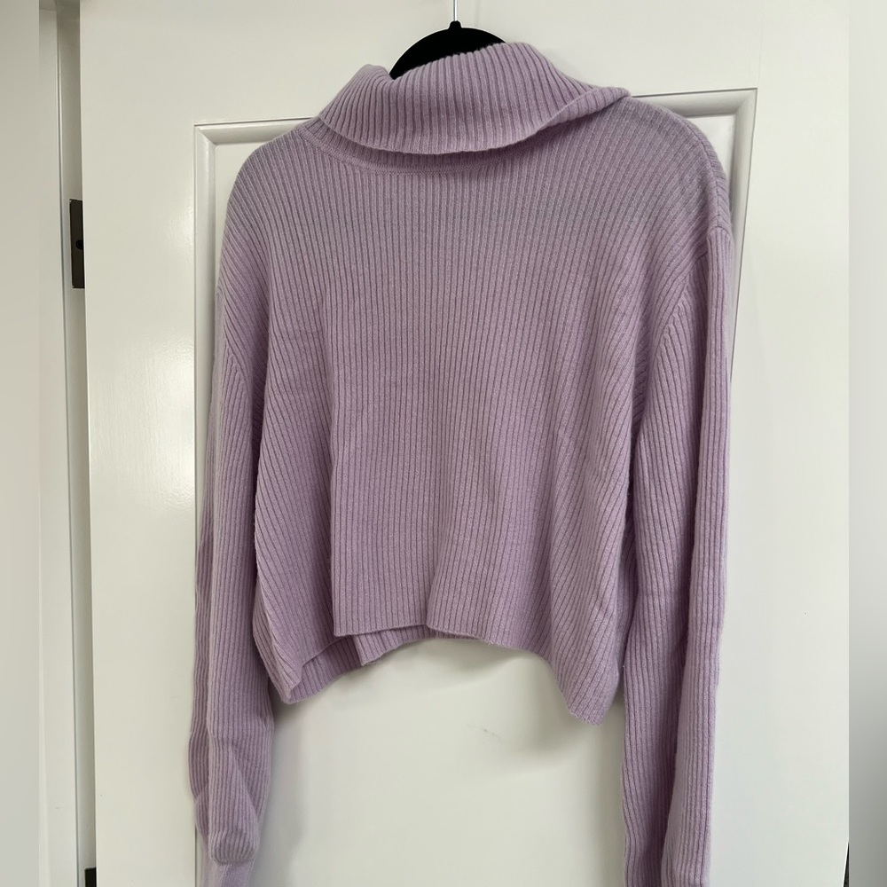 Reformation Lilac Ribbed Cashmere Turtleneck Sweater